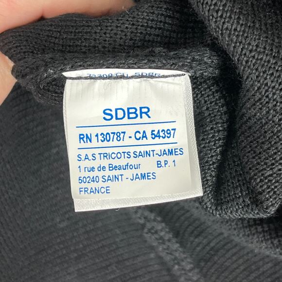 Saint James Womens Duffle Peacoat Pure Wool 10 Black Sweater made in France - Picture 6 of 11